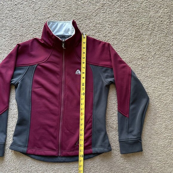 Nike ACG Sweater Womens Medium Full Zip Mock Neck Fleece Red Grey - Picture 7 of 13